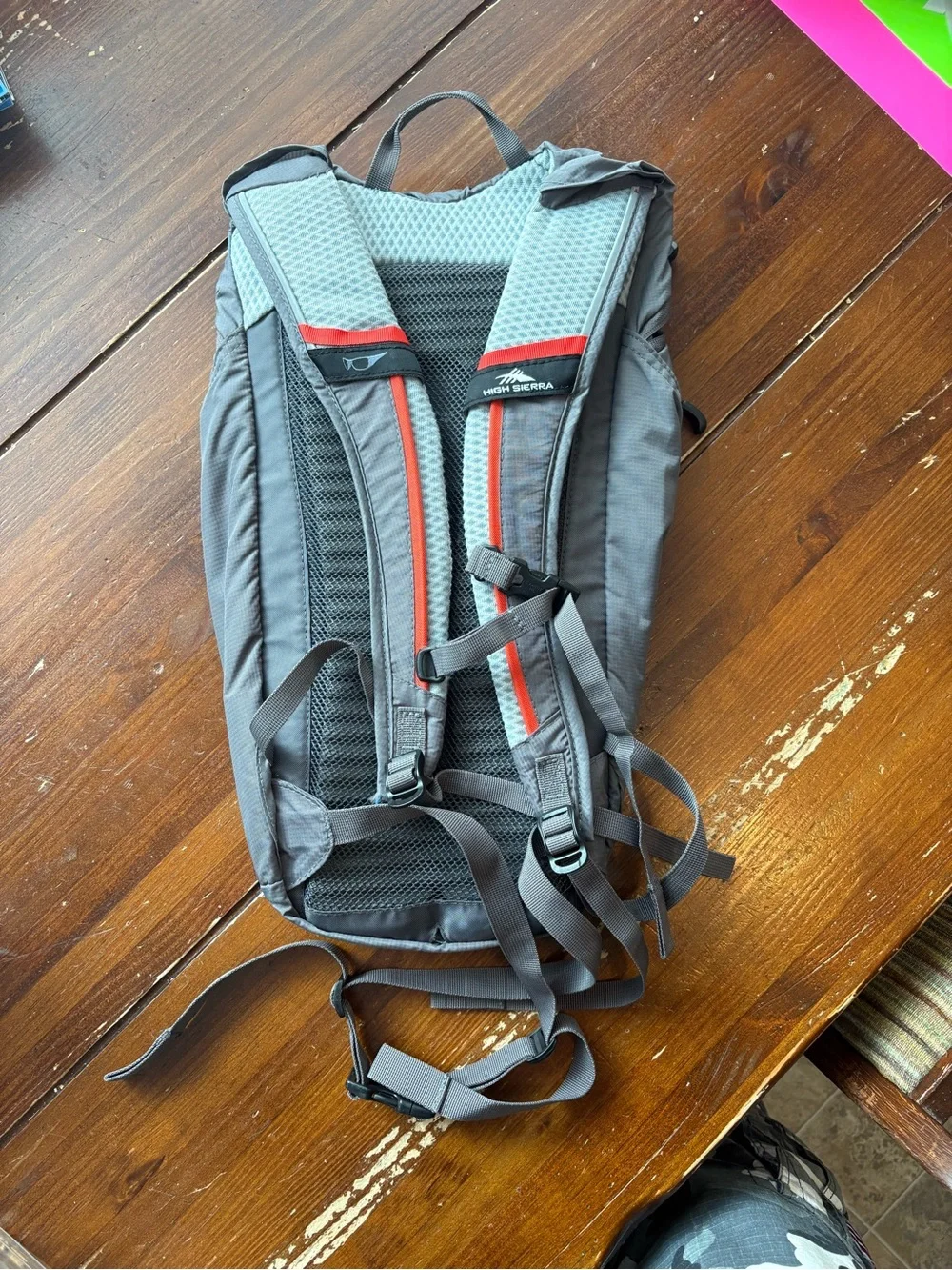 High Sierra Gray and Red Daypack Backpack